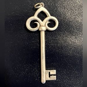 Tiffany & Co Fleur De Lis Key Pendant Charm, Sterling Silver